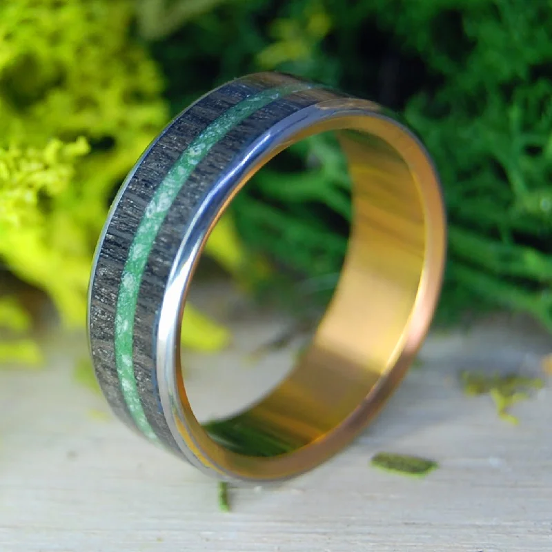 Sunsets Of Ireland | Men's Irish Bog Oak, Connemara Marble & Titanium Wedding Ring