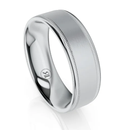 The Arthur White Gold Milgrain Edge Wedding Ring