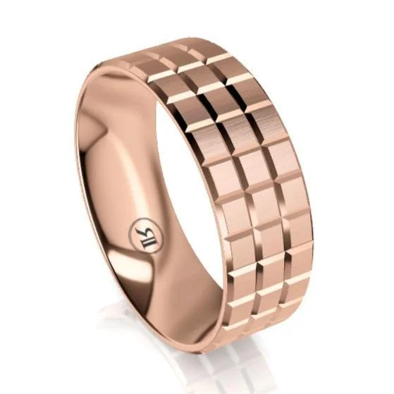 The Aspen Rose Gold Notched Wedding Ring