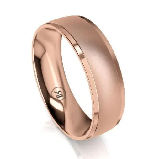 The Dunkirk Rose Gold Bevelled Wedding Ring by Infinity