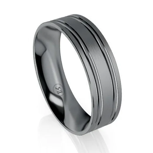 The Morrison Double Grooved Tantalum Wedding Ring