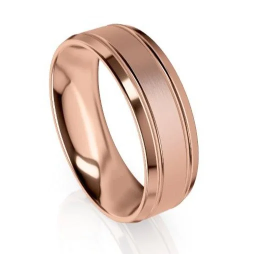 The Preston Rose Gold Bevelled Edge Wedding Ring