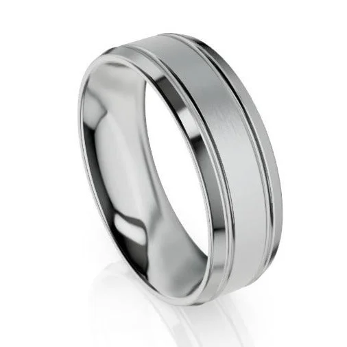 The Preston White Gold Bevelled Edge Wedding Ring