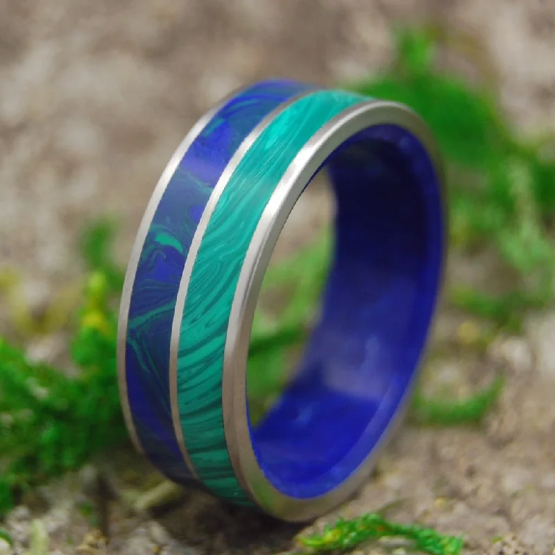 Third Eye | Men's Malachite Stone, Azurite Stone, Sodalite Stone & Titanium Wedding Ring