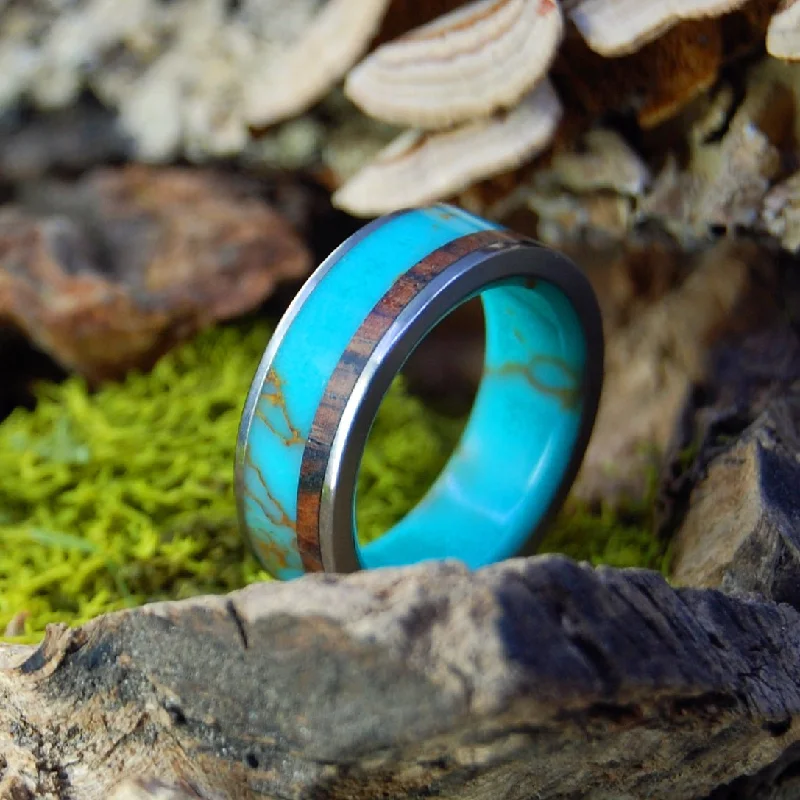 Tibet Gold | Men's Tibetan Turquoise, Cocobolo & Titanium Wedding Ring