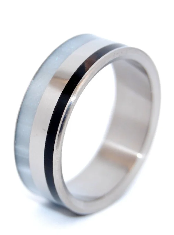 Fortress | Men's Onyx Stone, Gray Pearl, & Titanium Wedding Ring