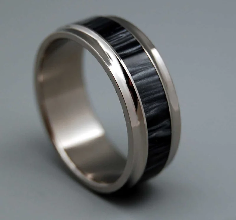 Paparazzi | Men's Black Marbled Opalescent Resin & Titanium Wedding Ring