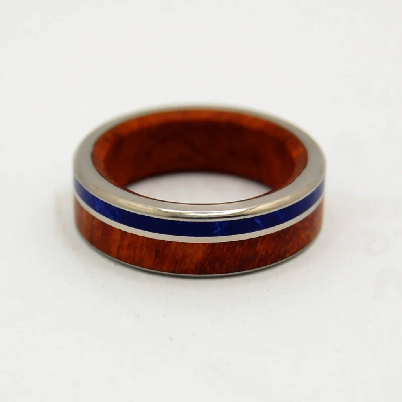 Twilight | Men's Amboyna Burl Wood, Sodalite Stone & Titanium Wedding Ring