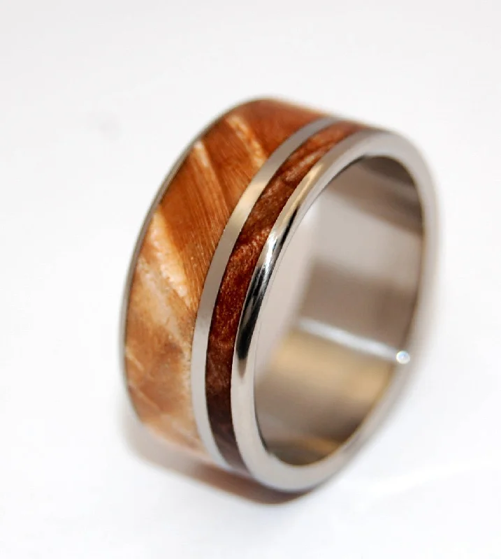 Two Solitudes | Men's Dark Maple Wood, Light Maple Wood & Titanium Wedding Ring