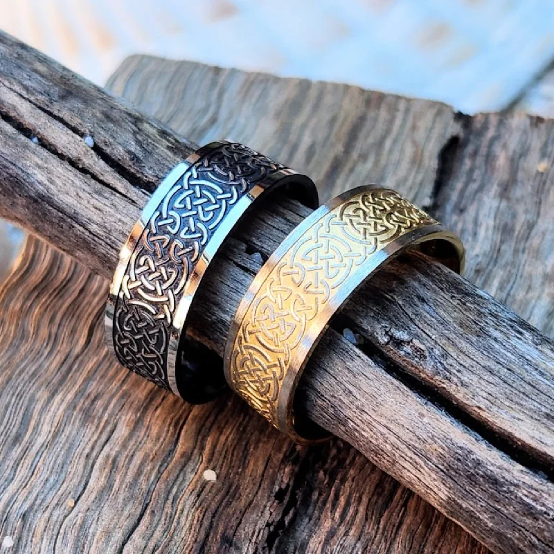 NORDIC SYMBOL IN GOLD OR BLACK  - WATERPROOF MENS RINGS