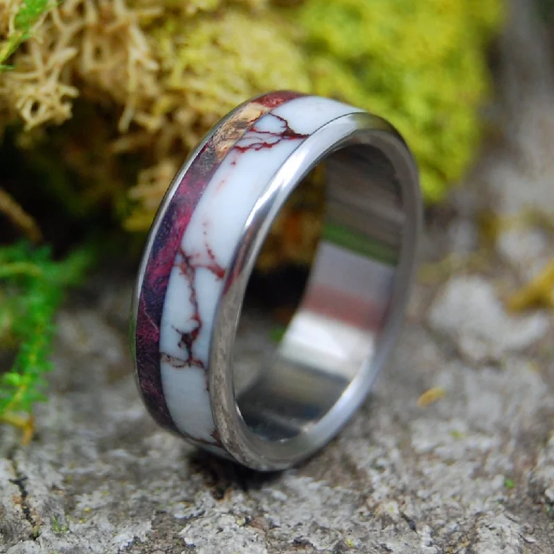 Wild Purple Heart | Men's Purple Heart Wood, Jasper Stone & Titanium Wedding Ring