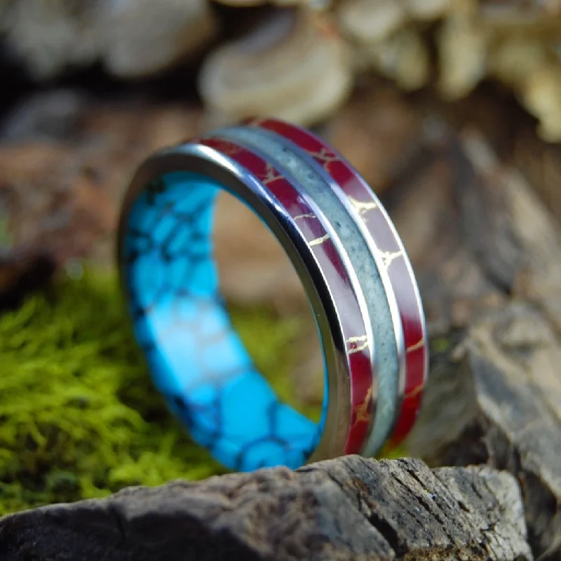 Woolly Mammoth Red Hot Tundra | Men's Woolly Mammoth Tusk, Stone & Titanium Wedding Ring