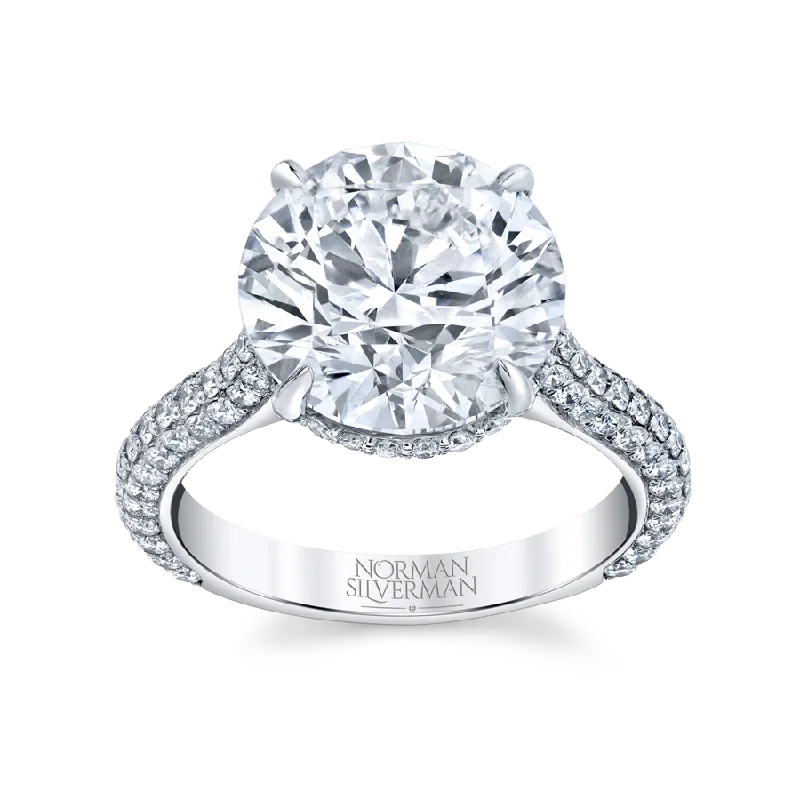 Platinum 3 Sided Shank Round Diamond Ring