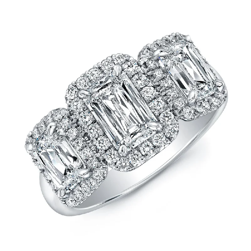 Emerald Cut Diamonds Pavé Platinum Setting