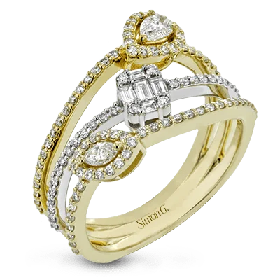 Simon G - 18K YELLOW & WHITE GOLD, WITH WHITE DIAMONDS. LR2304 - RIGHT HAND RING