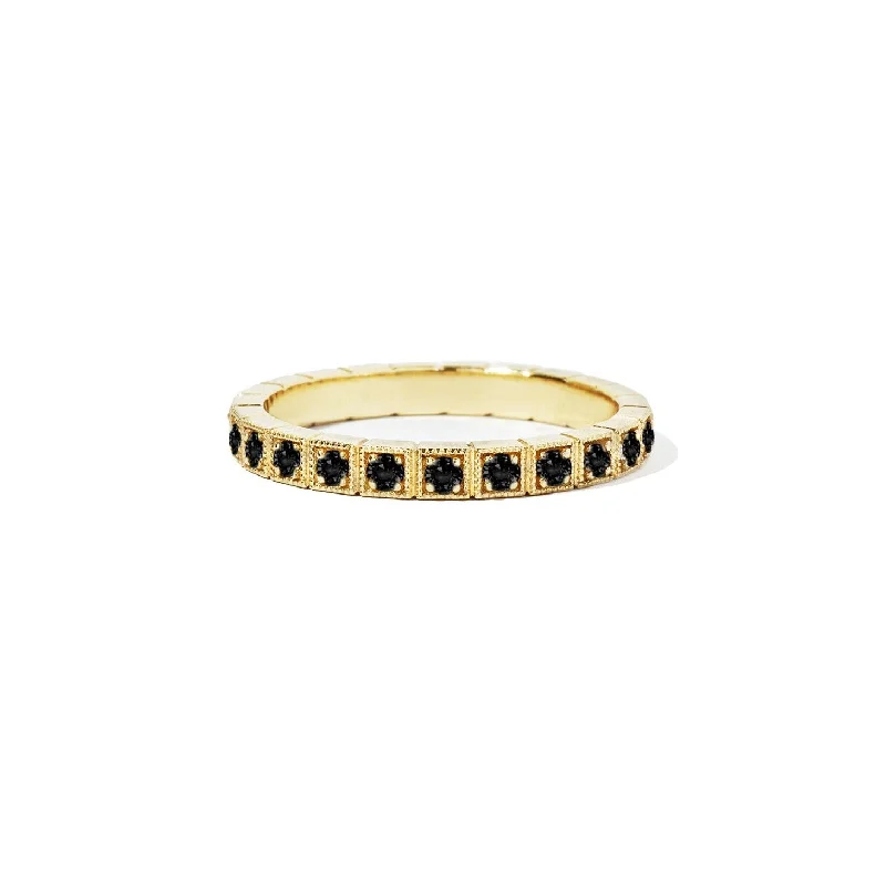 2mm Notched Deco Black Diamond Eternity Ring