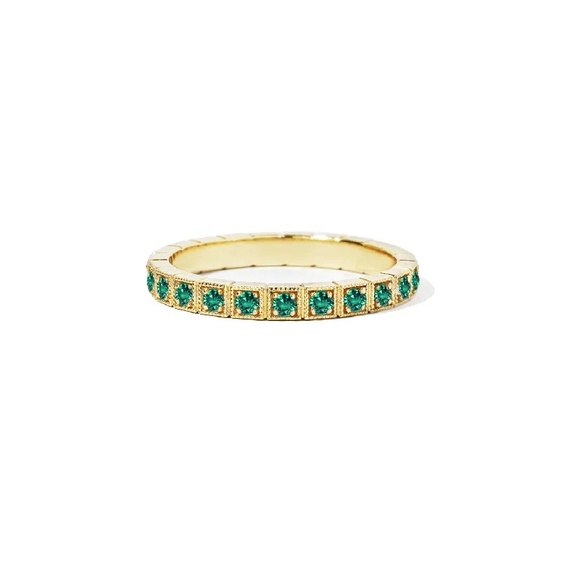 2mm Notched Deco Emerald Eternity Ring