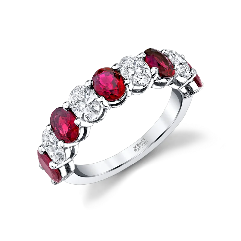 3.18 Carat White Gold Ruby and Oval Ring