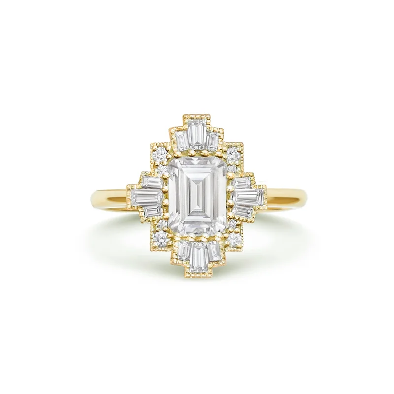 Aura Deco Moissanite & Diamond Mosaic Ring