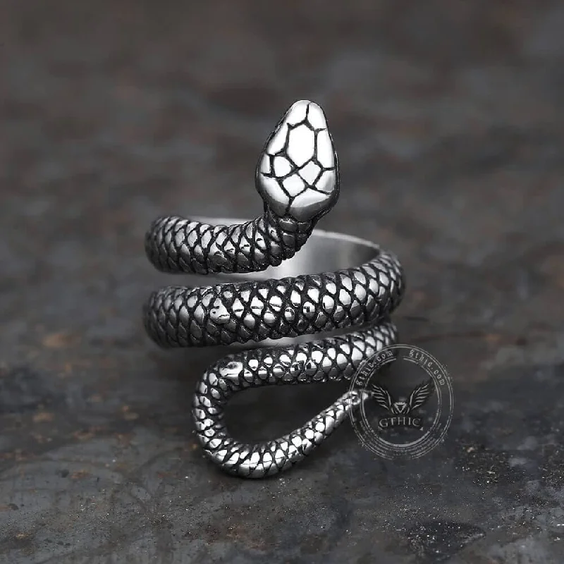 Coiled Snake Stainless Steel Ring