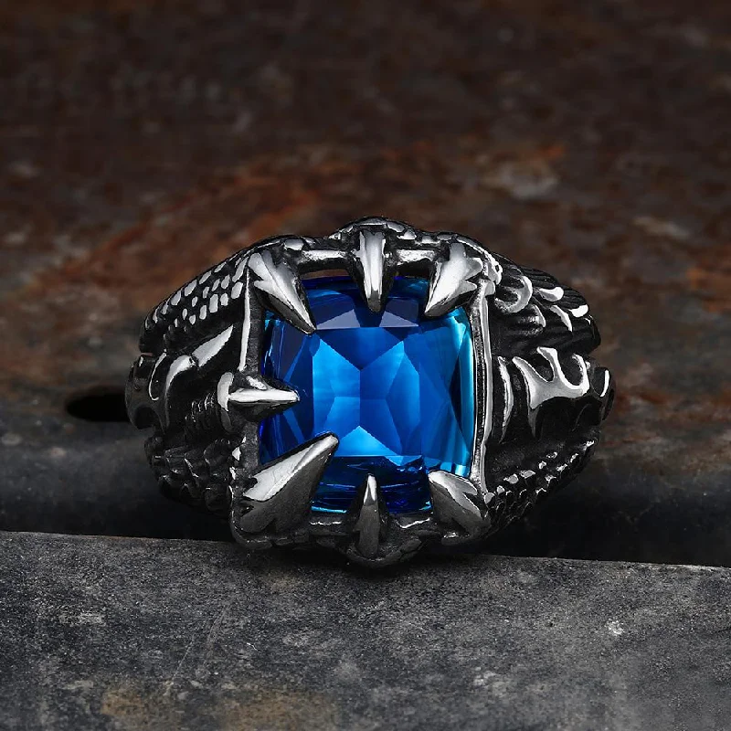 Cool Dragon Claw Stainless Steel CZ Ring