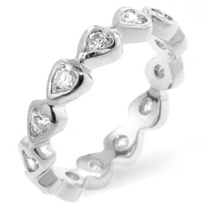 Cubic Zirconia Clear Heart Eternity Ring