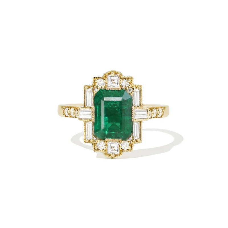 Emerald Deco Emerald Cut Diamond Mosaic Ring