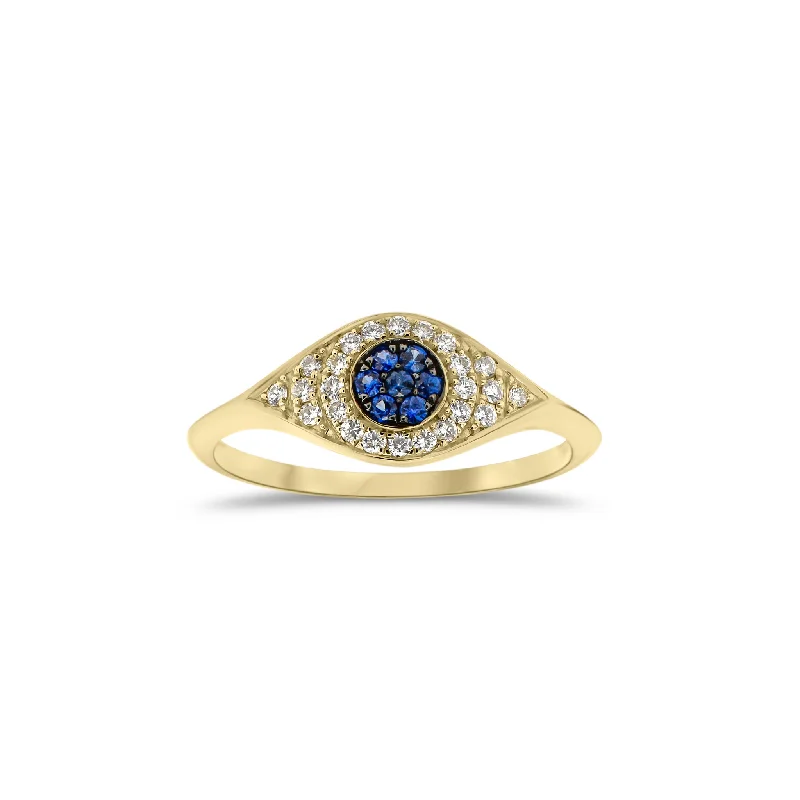 Diamond and Sapphire Evil Eye Ring