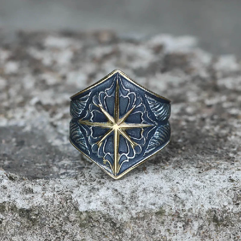 8 Point Star Stainless Steel Ring