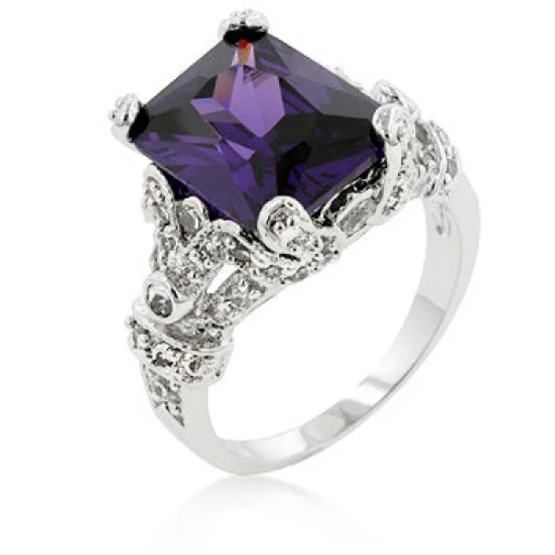 Elegant Amethyst Purple Princess Ring - Stunning Gemstone Jewelry For Women