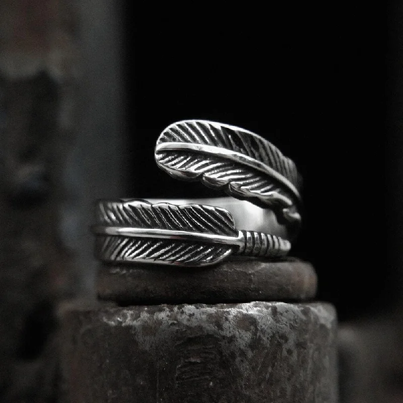 Feather Stainless Steel Ring