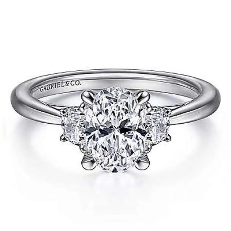 Gabriel 14k White Gold No Ctr D.27TW Ring for Princess Cut Center