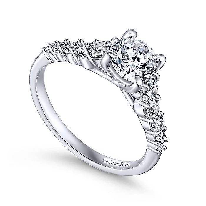 GABRIEL & CO. 14K WHITE GOLD ROUND DIAMOND ENGAGEMENT RING