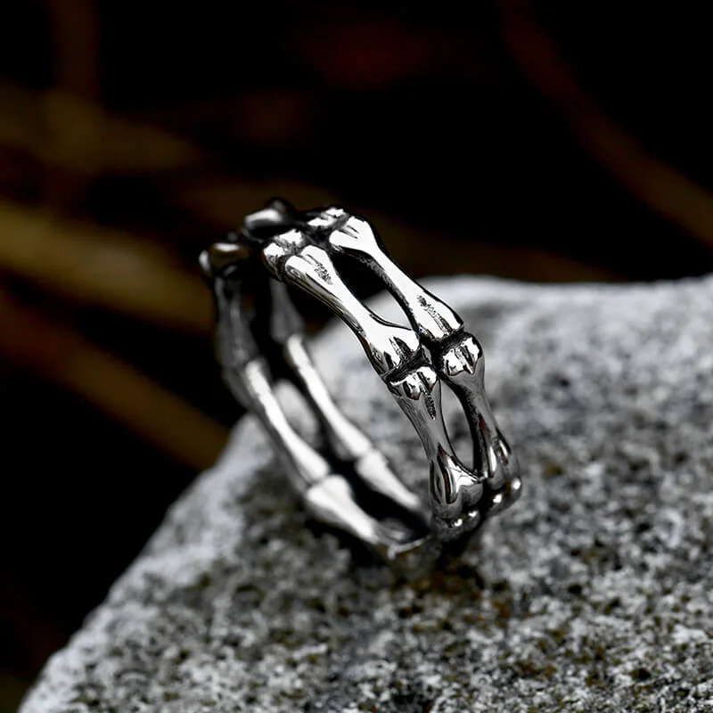 Gothic Bone Stainless Steel Skull Ring