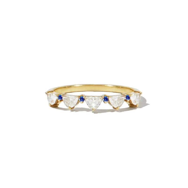 Half Moon Lace Sapphire & Diamond Mosaic Band