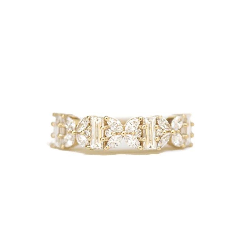 Marquise & Baguette Lotus Diamond Mosaic Ring