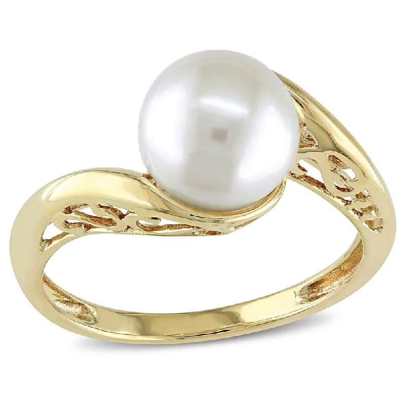 Miadora 10k Yellow Gold Cultured Freshwater Pearl Ring (8-8.5 mm)