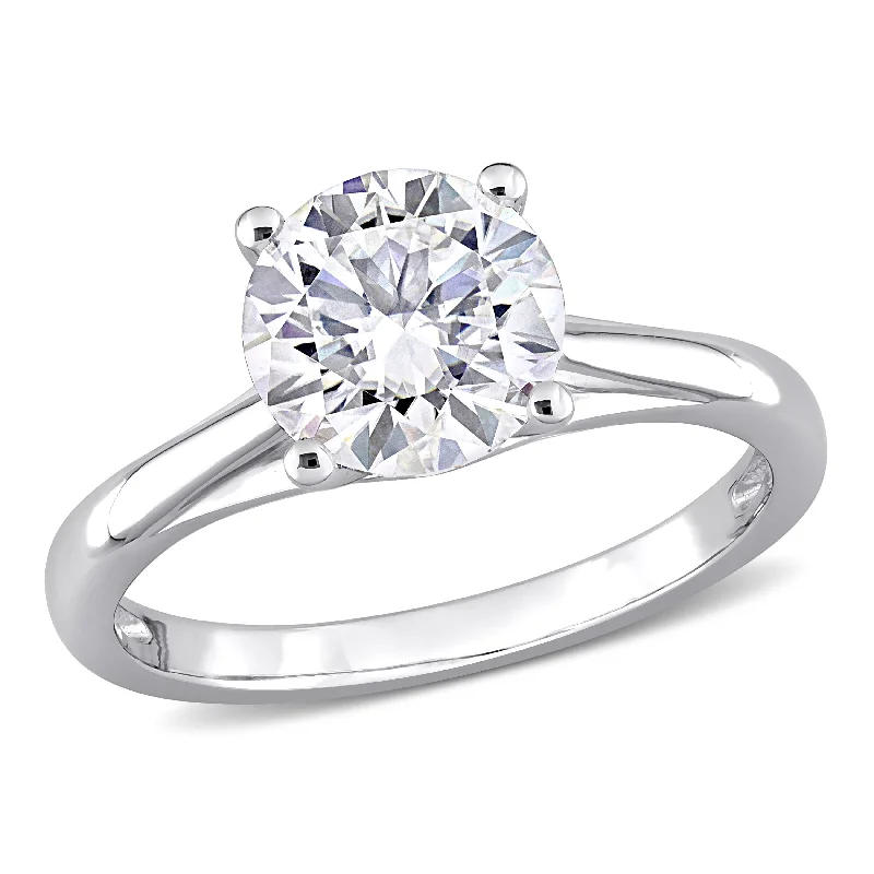 Miadora 2ct DEW Moissanite Classic Solitaire Engagement Ring in 10k White Gold