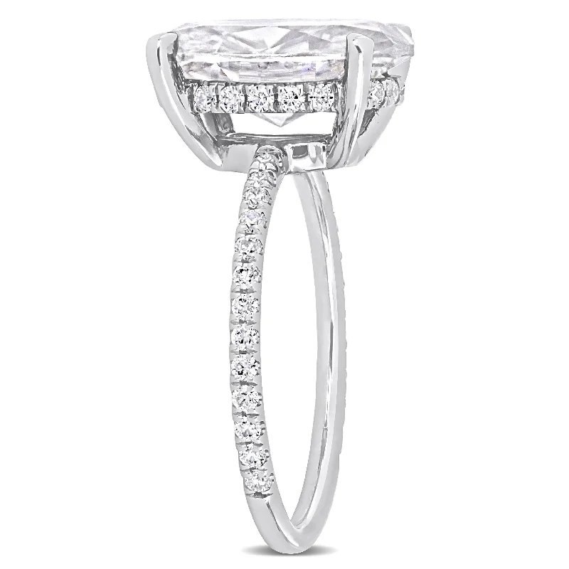 Miadora 4 7/8ct DEW Oval Created Moissanite Engagement Ring in 10k White Gold