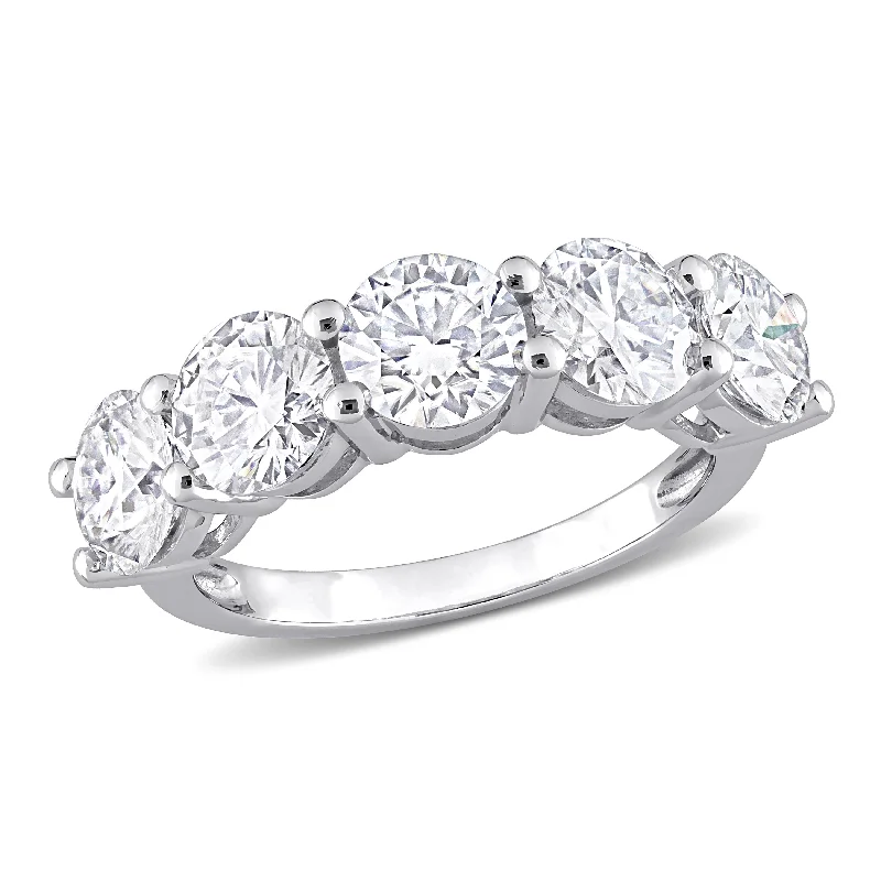 Miadora 4ct DEW Created Moissanite Semi Eternity Band in 10k White Gold