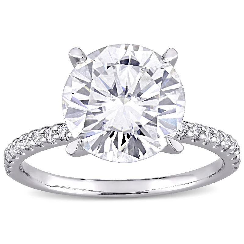 Miadora 4ct DEW Moissanite Solitaire Engagement Ring in 10k White Gold