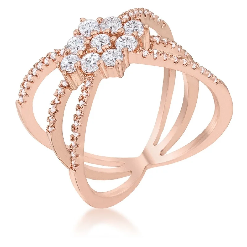 Mindy 0.8Ct Cz Rose Gold Delicate Triple Wrap Ring