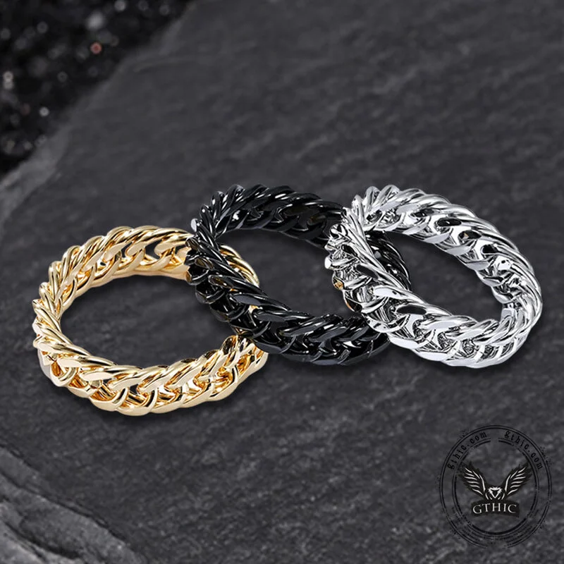 Minimalist Double Weave Chain Stainless Steel Ring