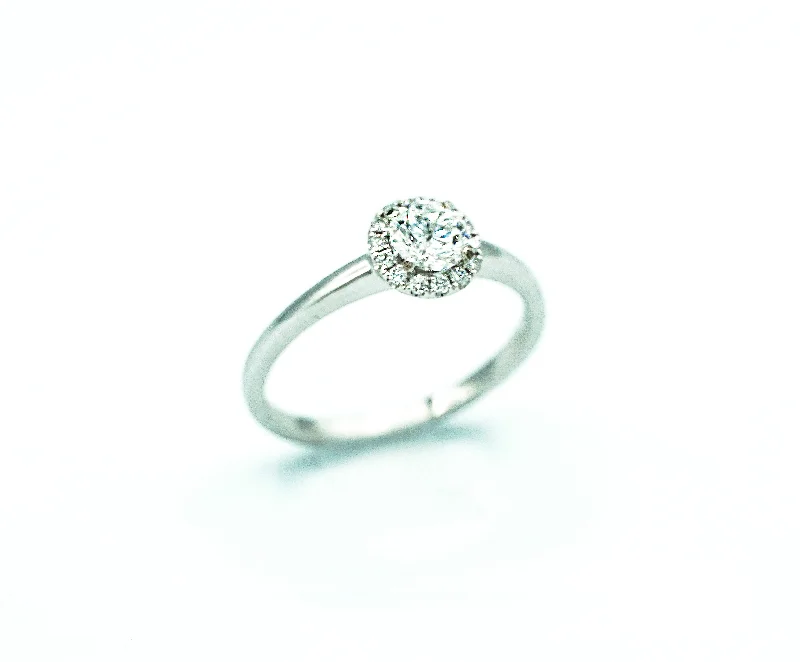 Zeghani - Round Brilliant Halo Diamond in 14k White Gold