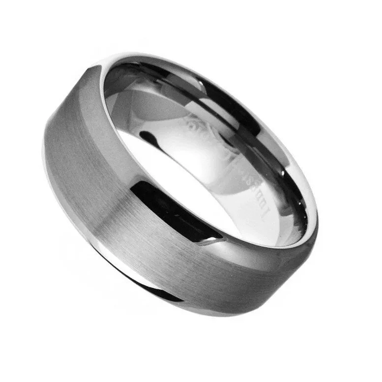 Paris Jewelry Tungsten 8Mm Silver Brushed Ring Wedding Band For Men And Women