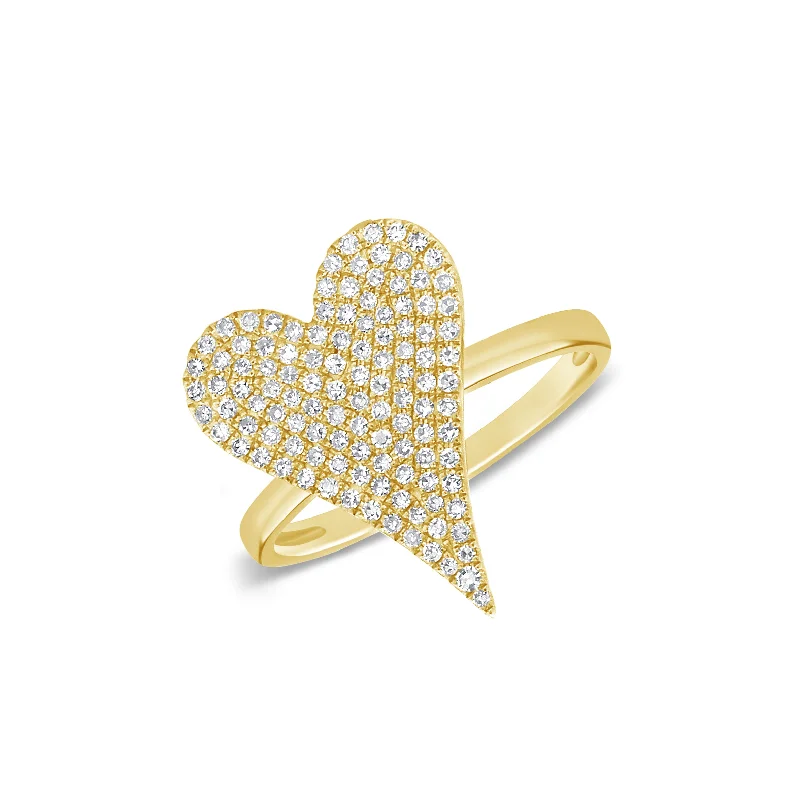 Pave Diamond Pointed Heart Ring