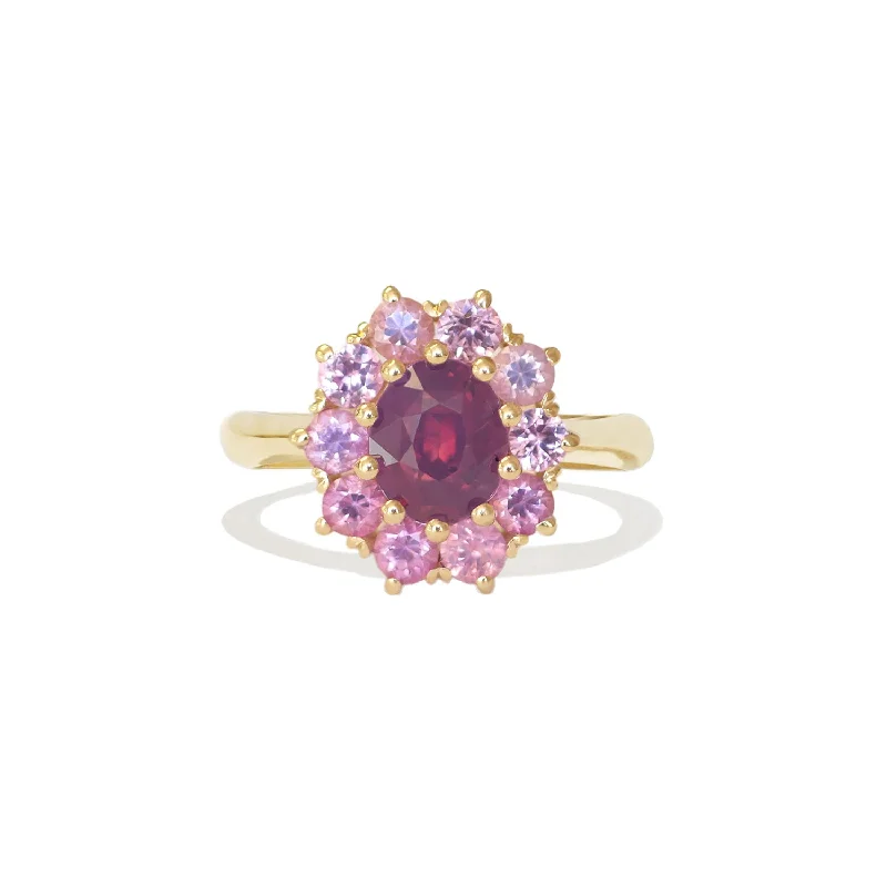 Opalescent Purple Sapphire Cluster Ring