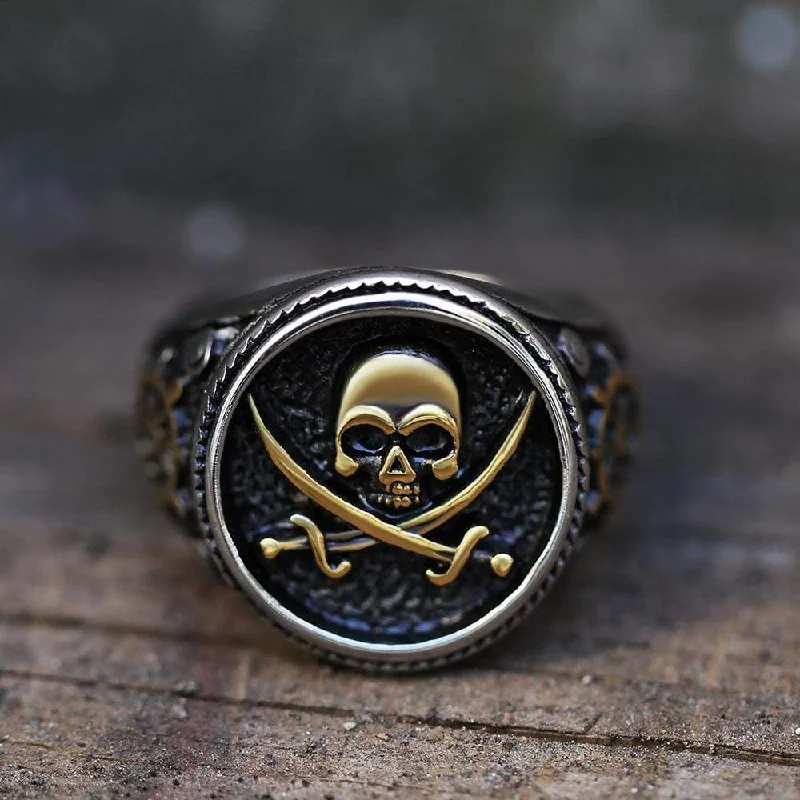 Retro Pirate Stainless Steel Skull Ring