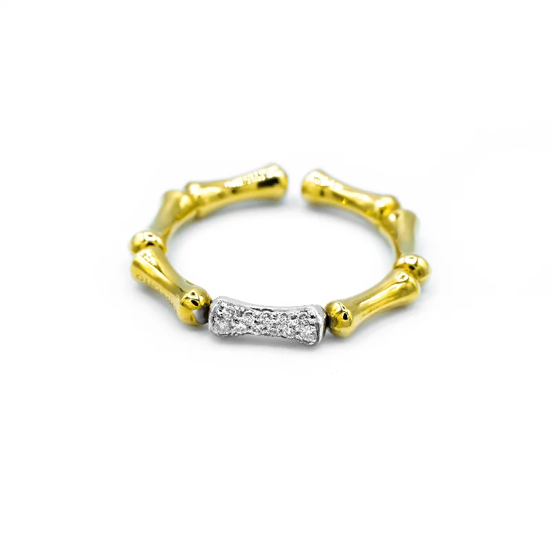 CHIMENTO - BAMBOO REGULAR WHITE AND YELLOW GOLD WITH DIAMONDS RING 1A05852BB2140