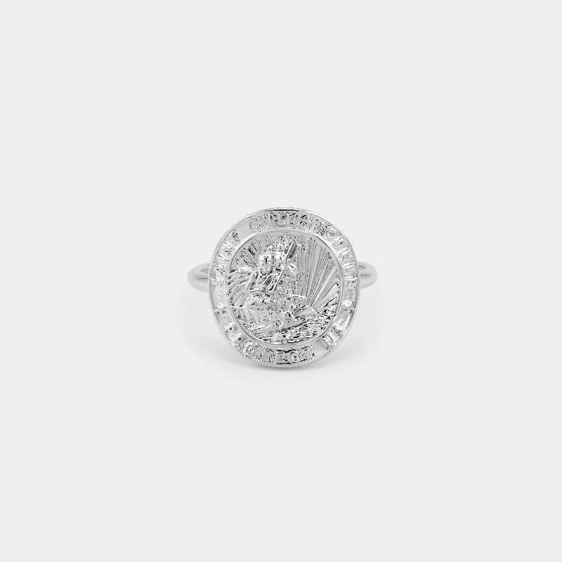 Silver St. Christopher Medallion Ring